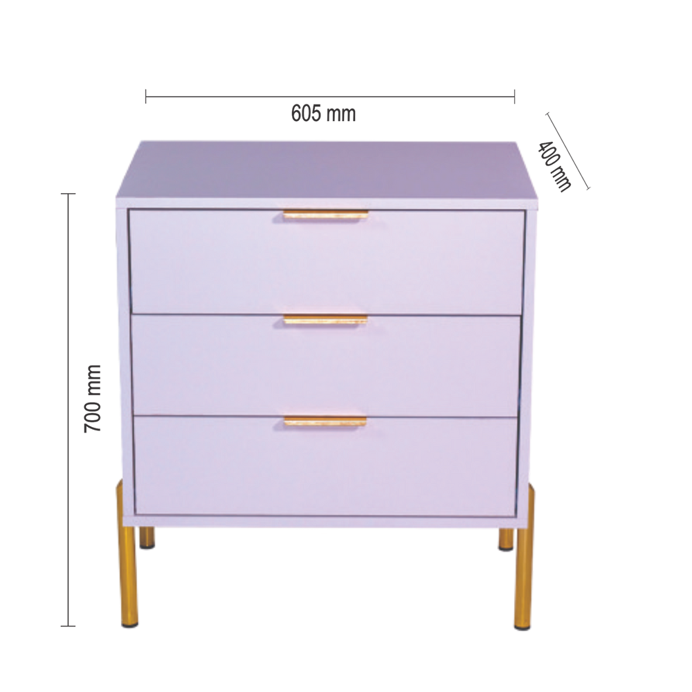 Ava White Gold Legs, Gold Handles Melamine Pedestal