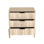Ava Karlstad Oak Black & Gold Feet, Black Handles Melamine Pedestal