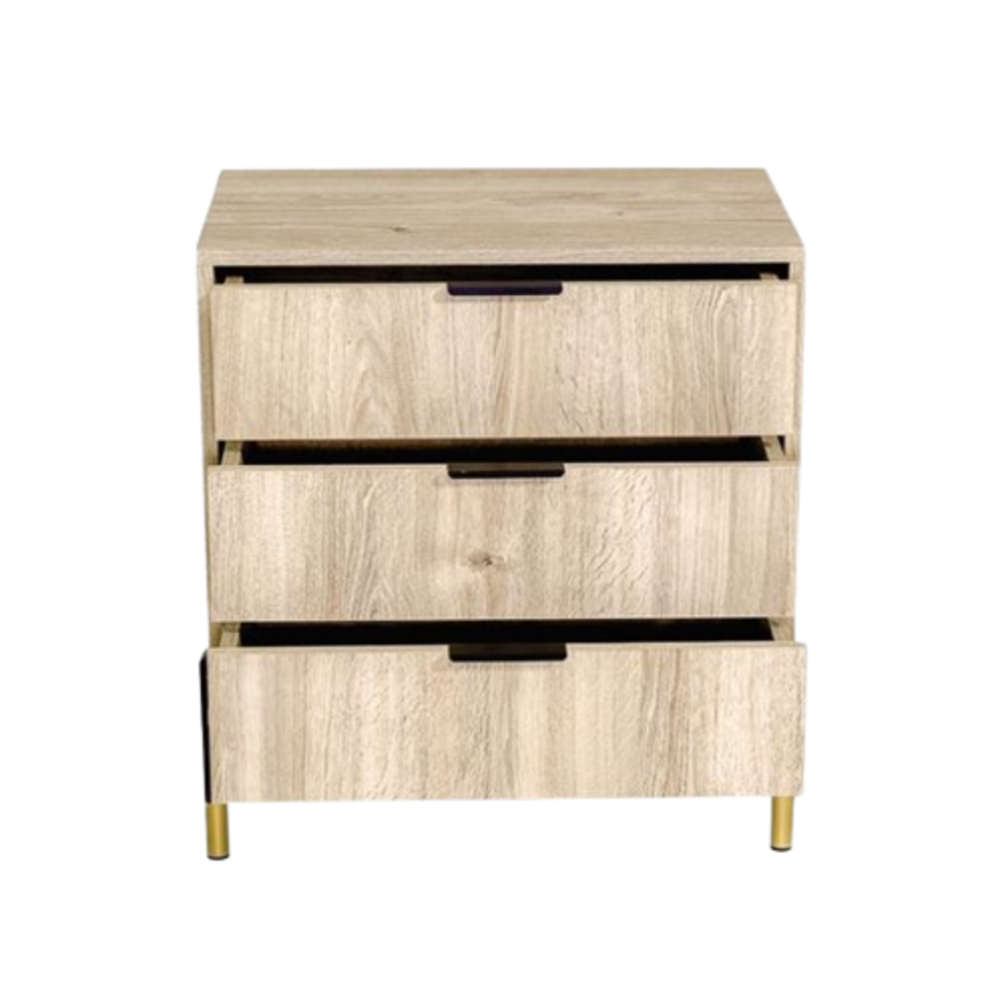 Ava Karlstad Oak Black & Gold Feet, Black Handles Melamine Pedestal