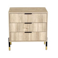 Ava Karlstad Oak Black & Gold Feet, Black Handles Melamine Pedestal