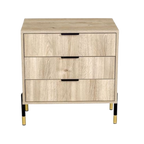Ava Karlstad Oak Black & Gold Feet, Black Handles Melamine Pedestal