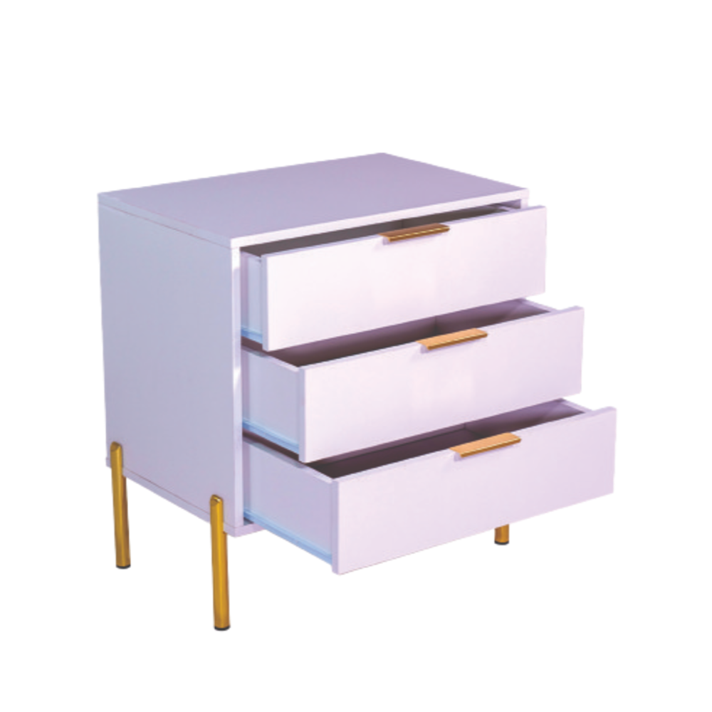 Ava White Gold Legs, Gold Handles Melamine Pedestal
