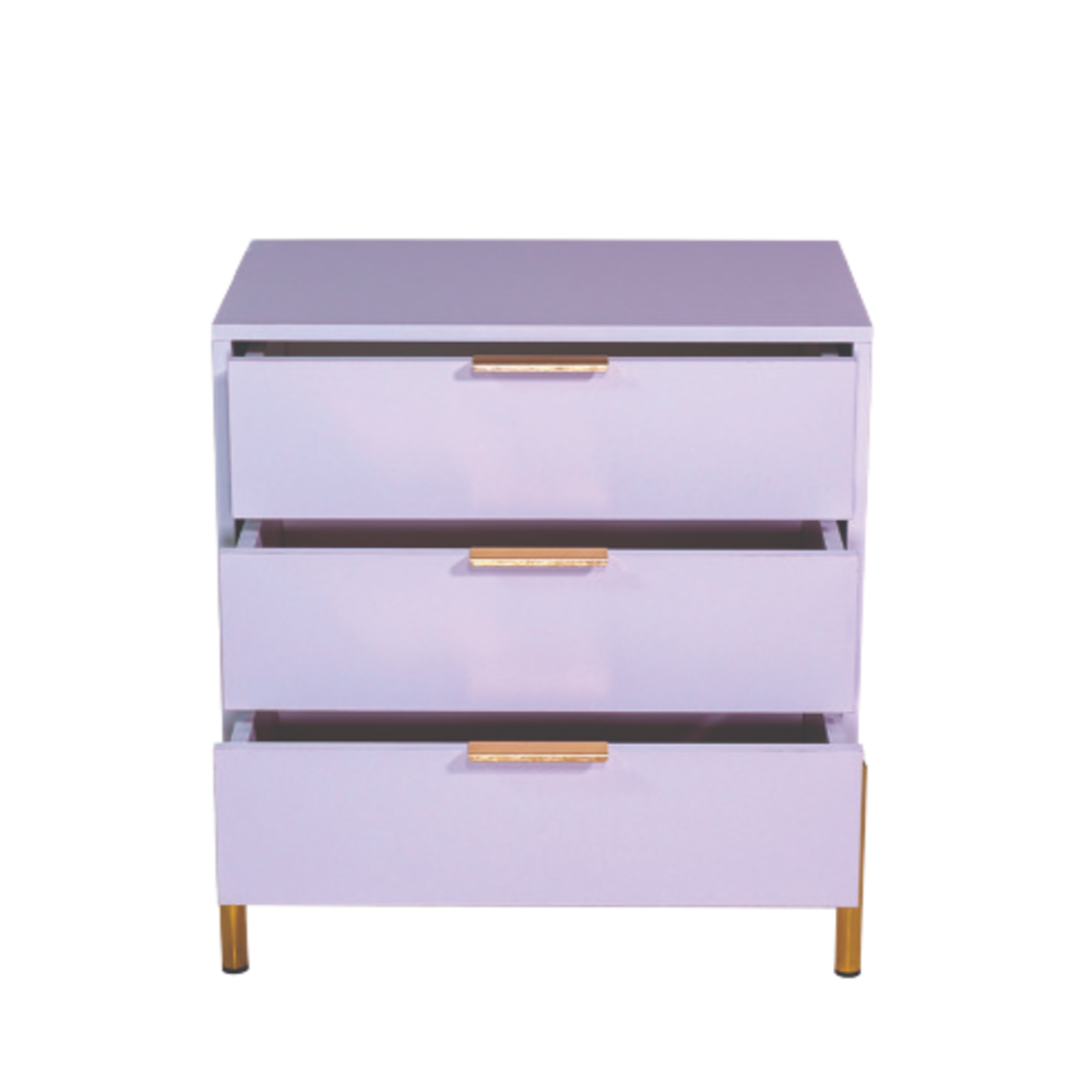 Ava White Gold Legs, Gold Handles Melamine Pedestal