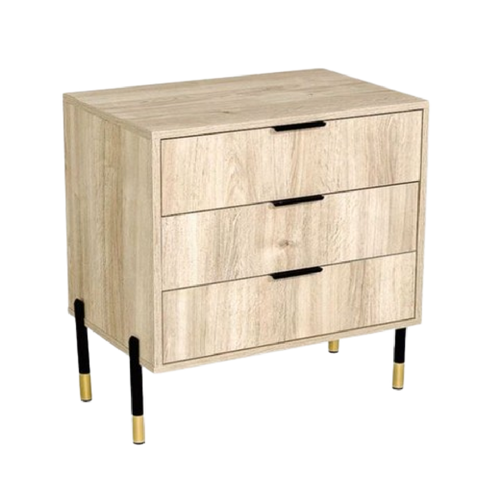 Ava Karlstad Oak Black & Gold Feet, Black Handles Melamine Pedestal