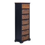 Anique 7 Draw Tallboy Black with Mango Wood