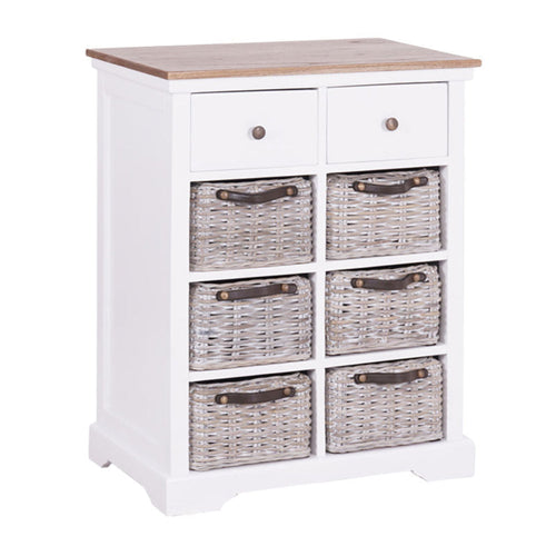 Anique 8 Draw Tallboy White Rattan