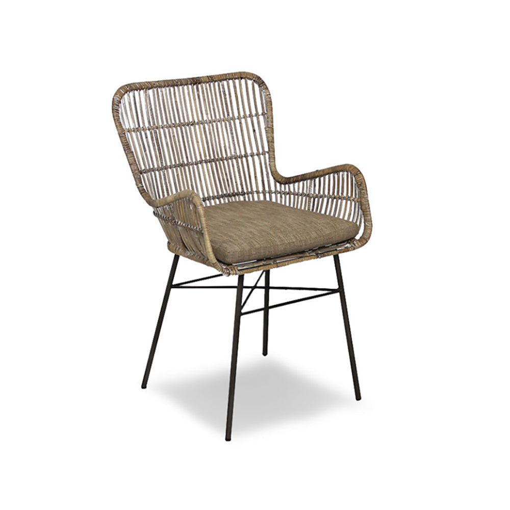 Bali Dining Arm Chair Rattan/Metal