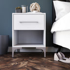 New York One Drawer White Pedestal