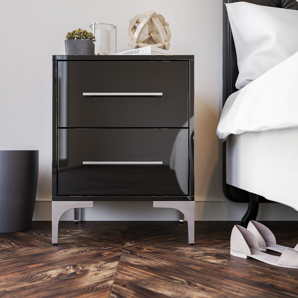 New York Two Drawer Black Pedestal