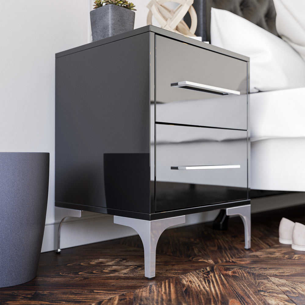 New York Two Drawer Black Pedestal