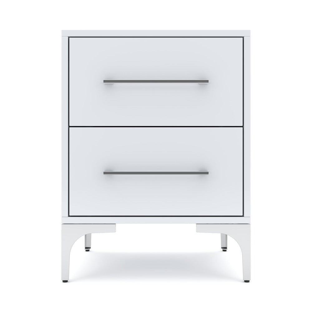 New York Two Drawer White Pedestal