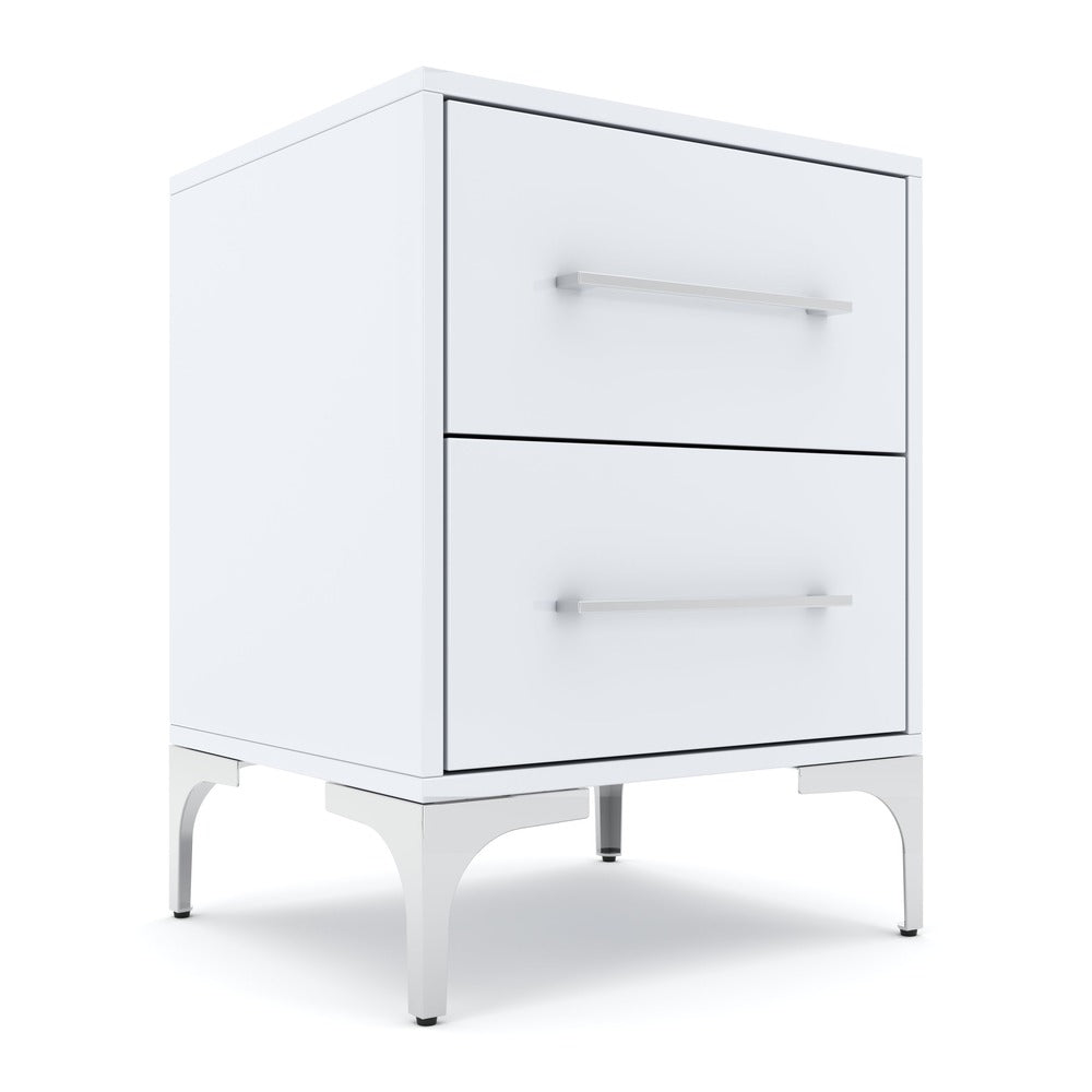 New York Two Drawer White Pedestal