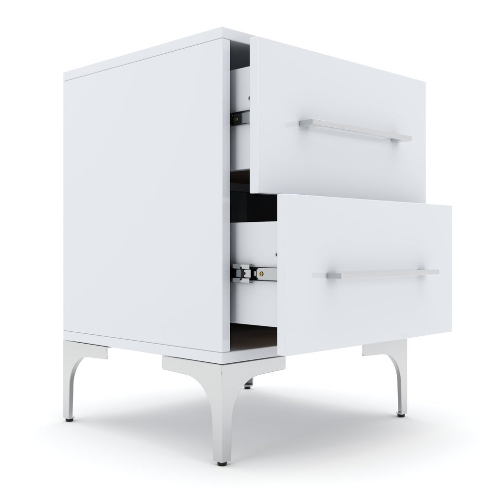 New York Two Drawer White Pedestal