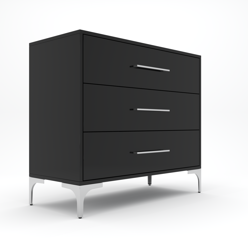 New York Dressing Table 900mm Black -3 Drawers