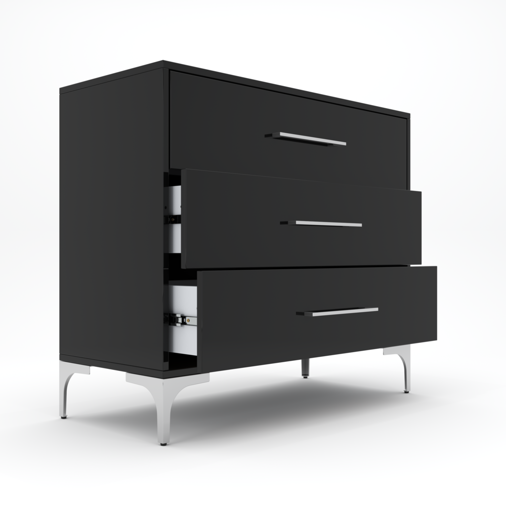New York Dressing Table 900mm Black -3 Drawers