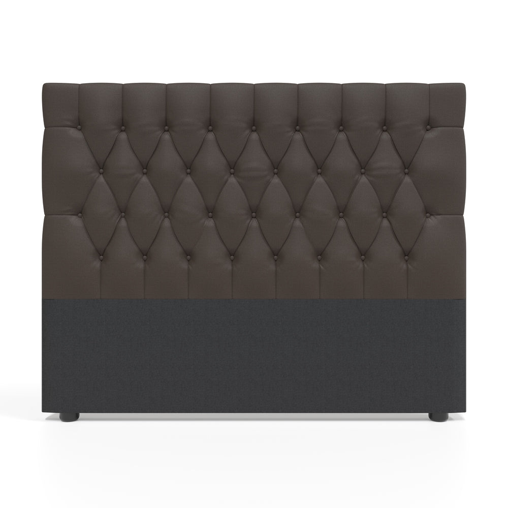 Deep Buttoned Brown Double Headboard