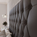 Deep Buttoned Brown Double Headboard