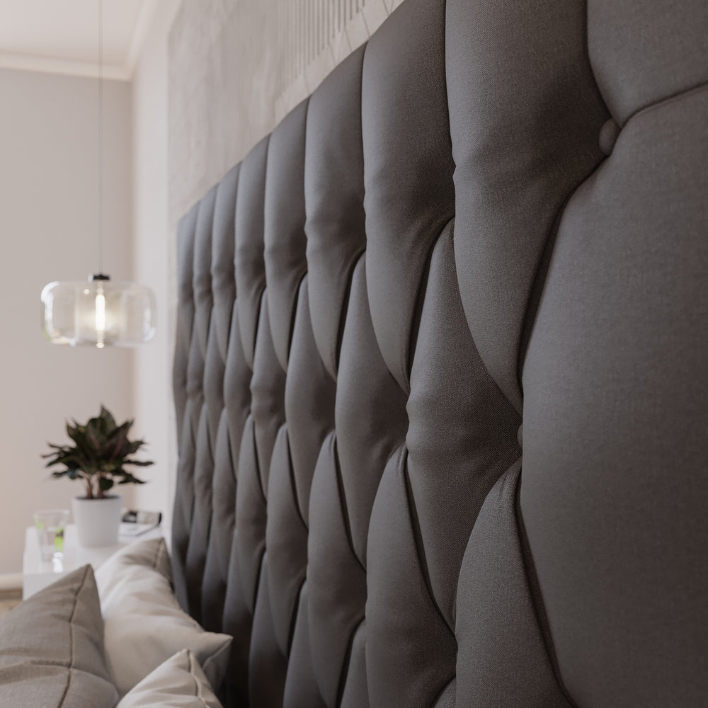 Deep Buttoned Brown Queen Headboard