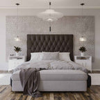Deep Buttoned Brown Queen Headboard