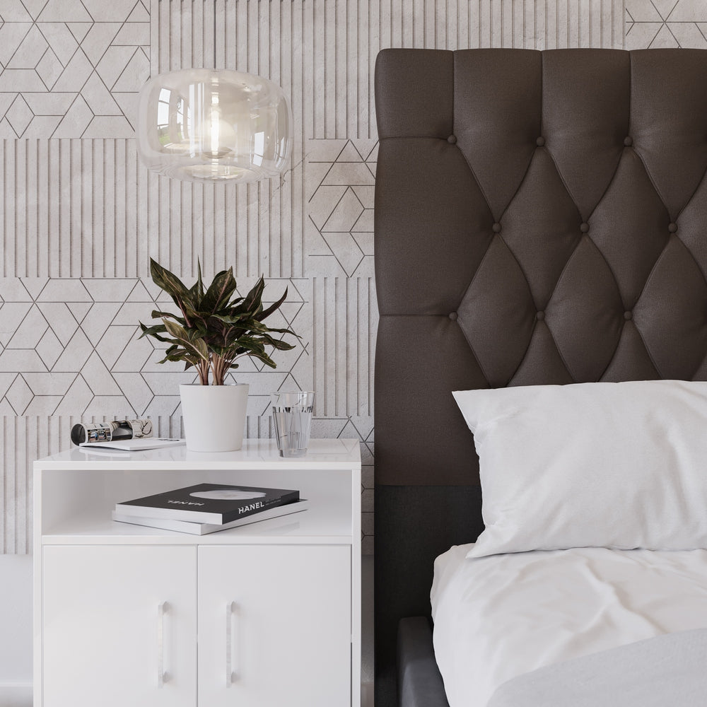 Deep Buttoned Brown Queen Headboard