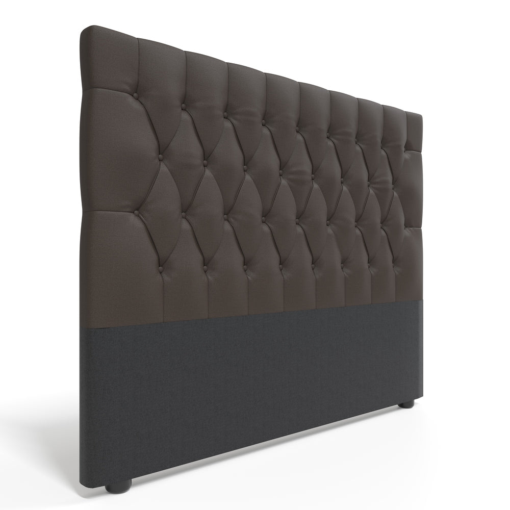 Deep Buttoned Brown Queen Headboard