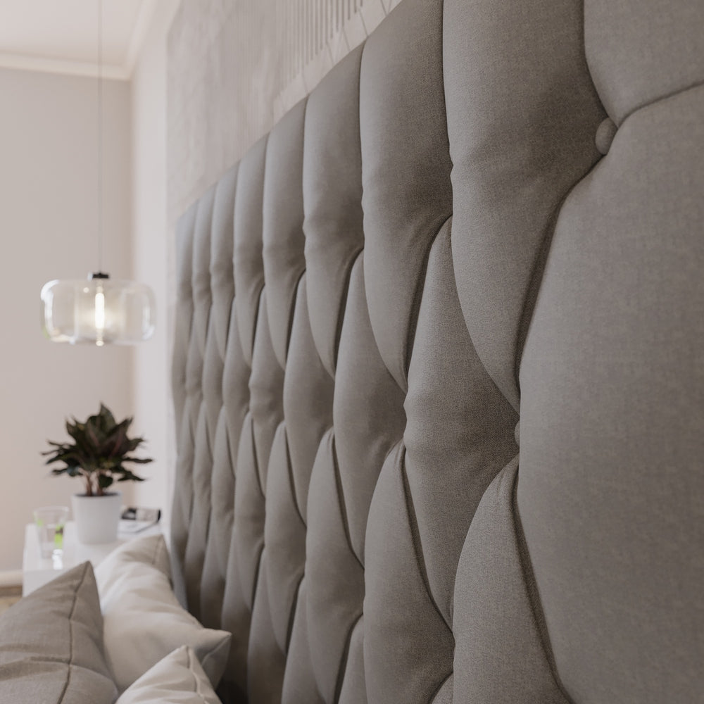 Deep Buttoned Cream Queen Headboard
