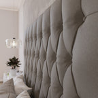 Deep Buttoned Cream Double Headboard