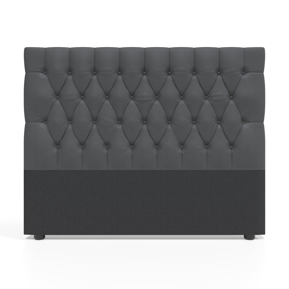 Deep Buttoned Charcoal Double Headboard
