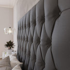 Deep Buttoned Charcoal Queen Headboard
