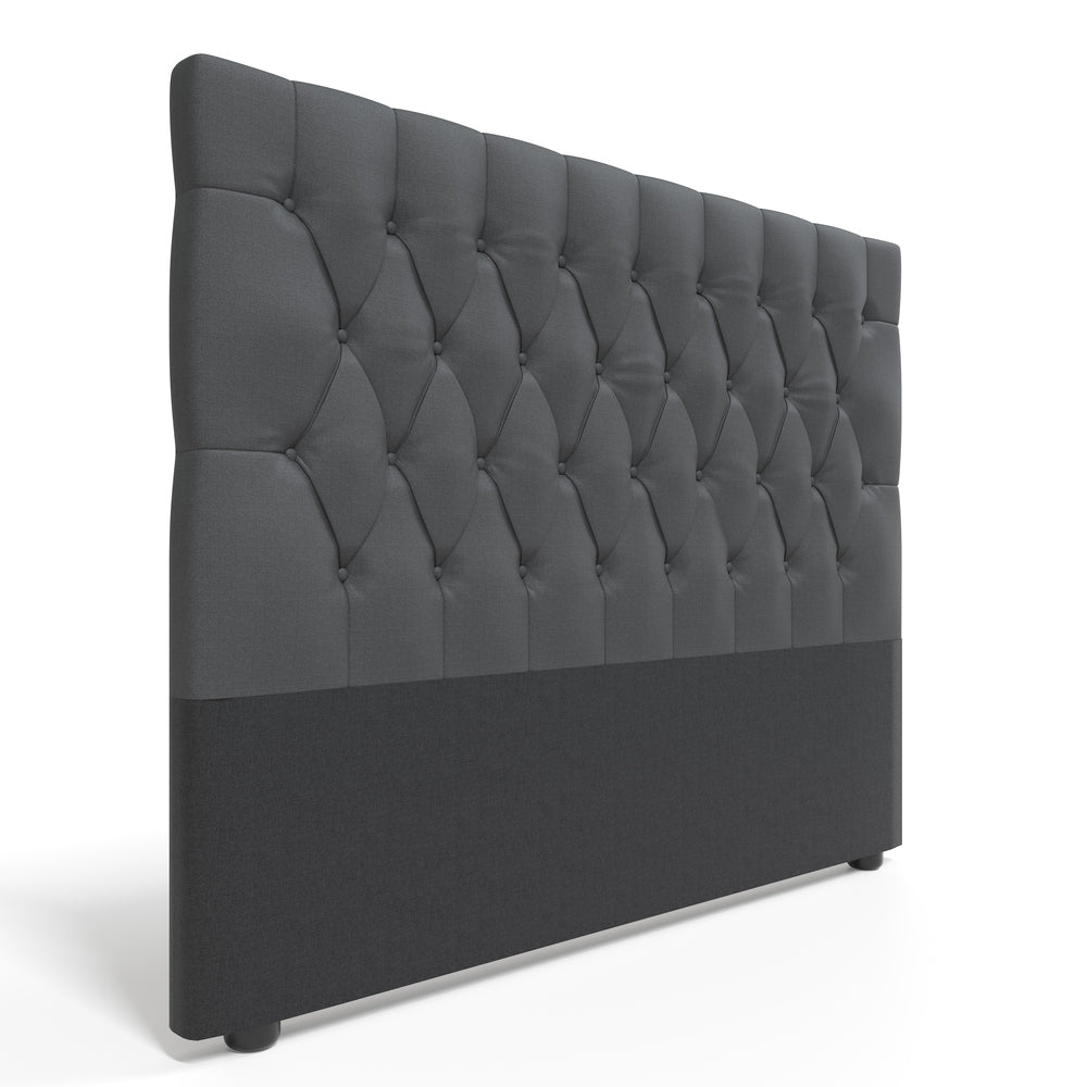 Deep Buttoned Charcoal King Headboard