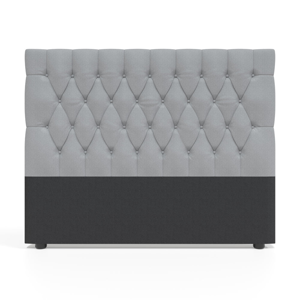 Deep Buttoned Grey King Headboard