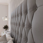 Deep Buttoned Grey Queen Headboard