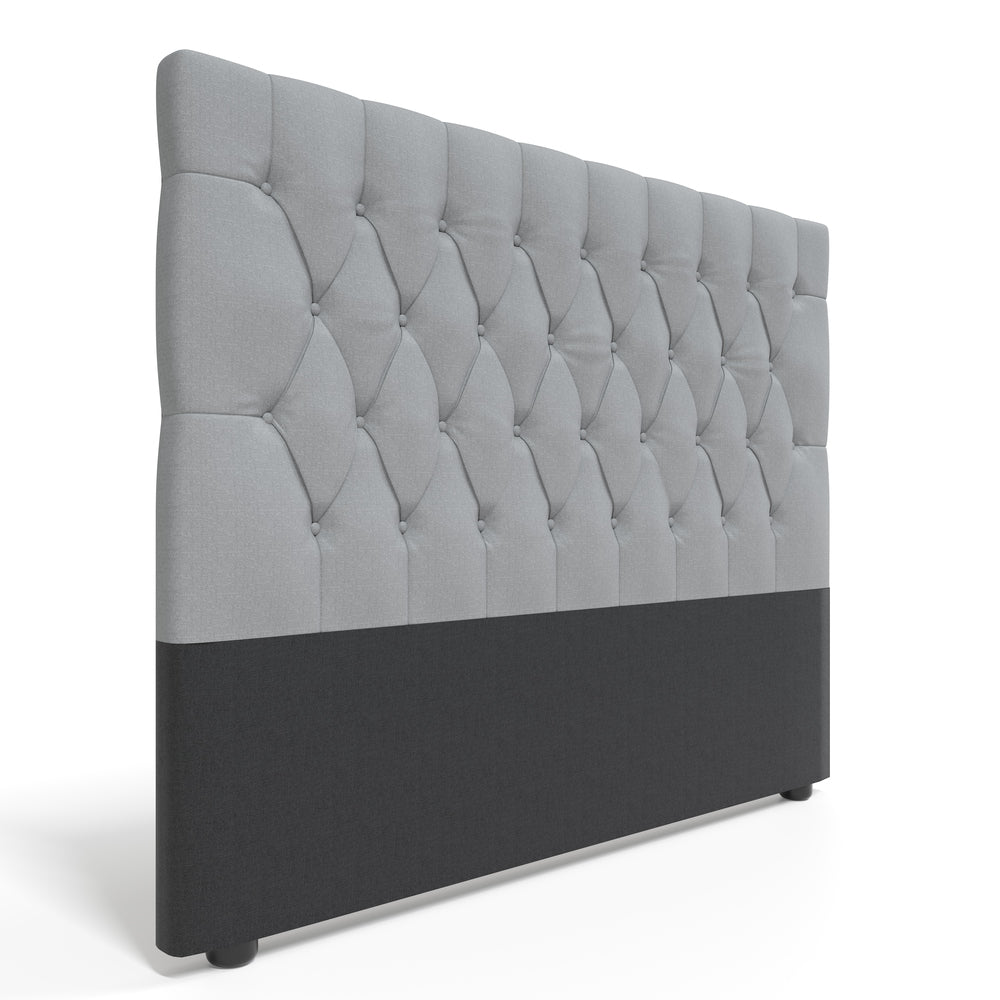 Deep Buttoned Grey King Headboard