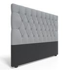 Deep Buttoned Grey Double Headboard