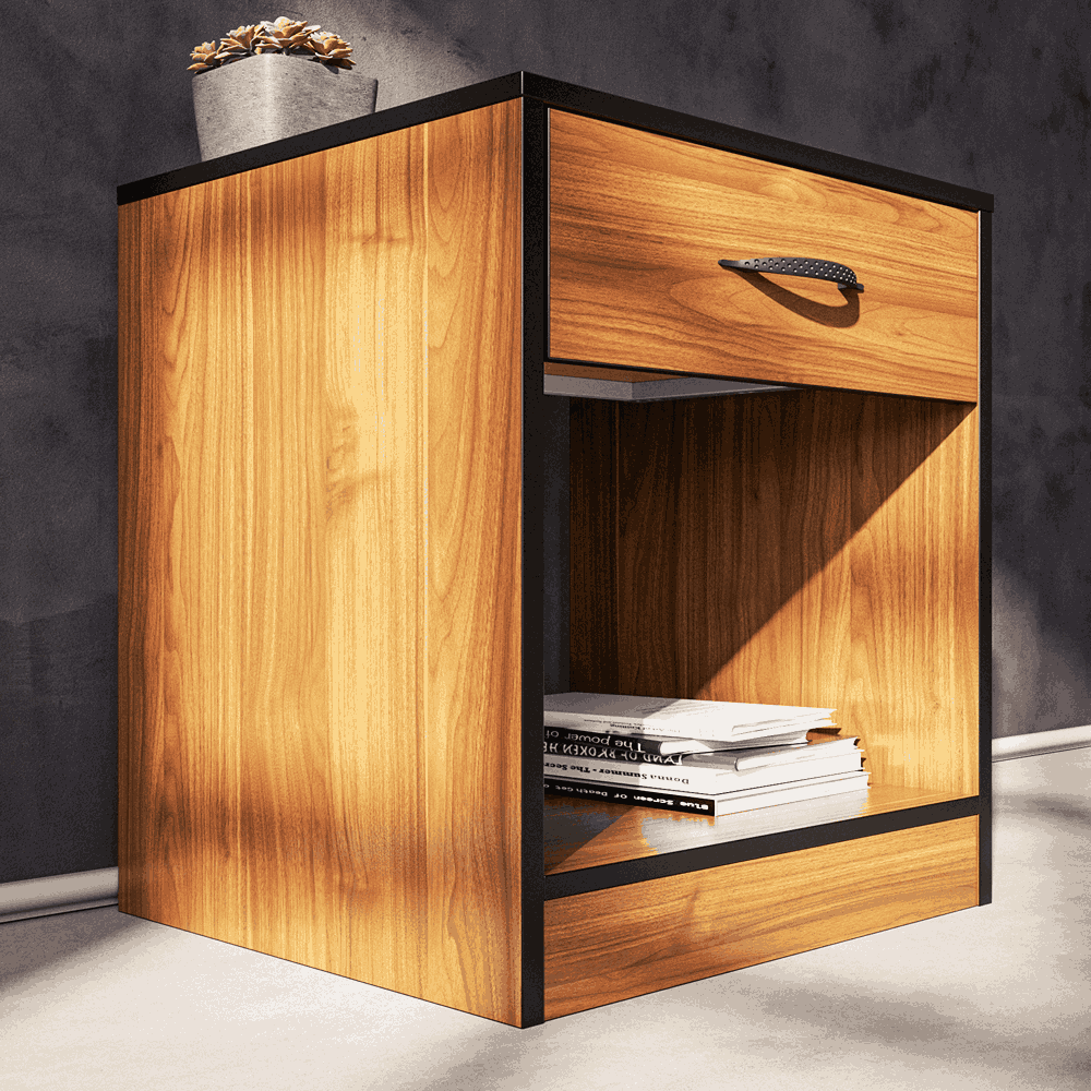 Foundation One Drawers Pedestal Brown Walnut