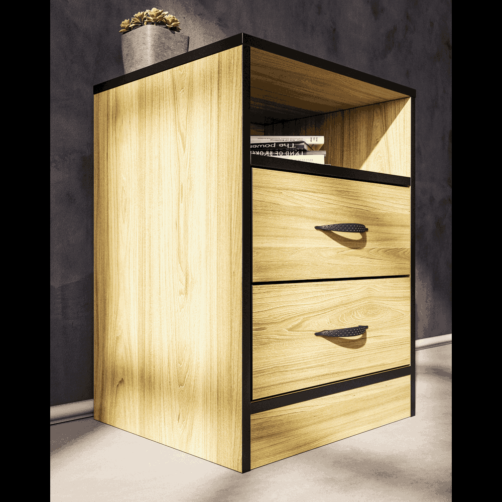 Foundation Two Drawers Pedestal Swiss Elm