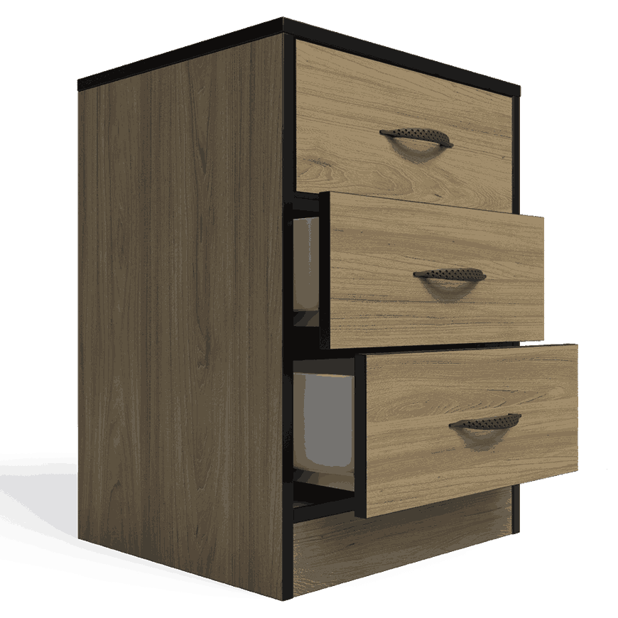 Foundation Three Drawers Pedestal Swiss Elm