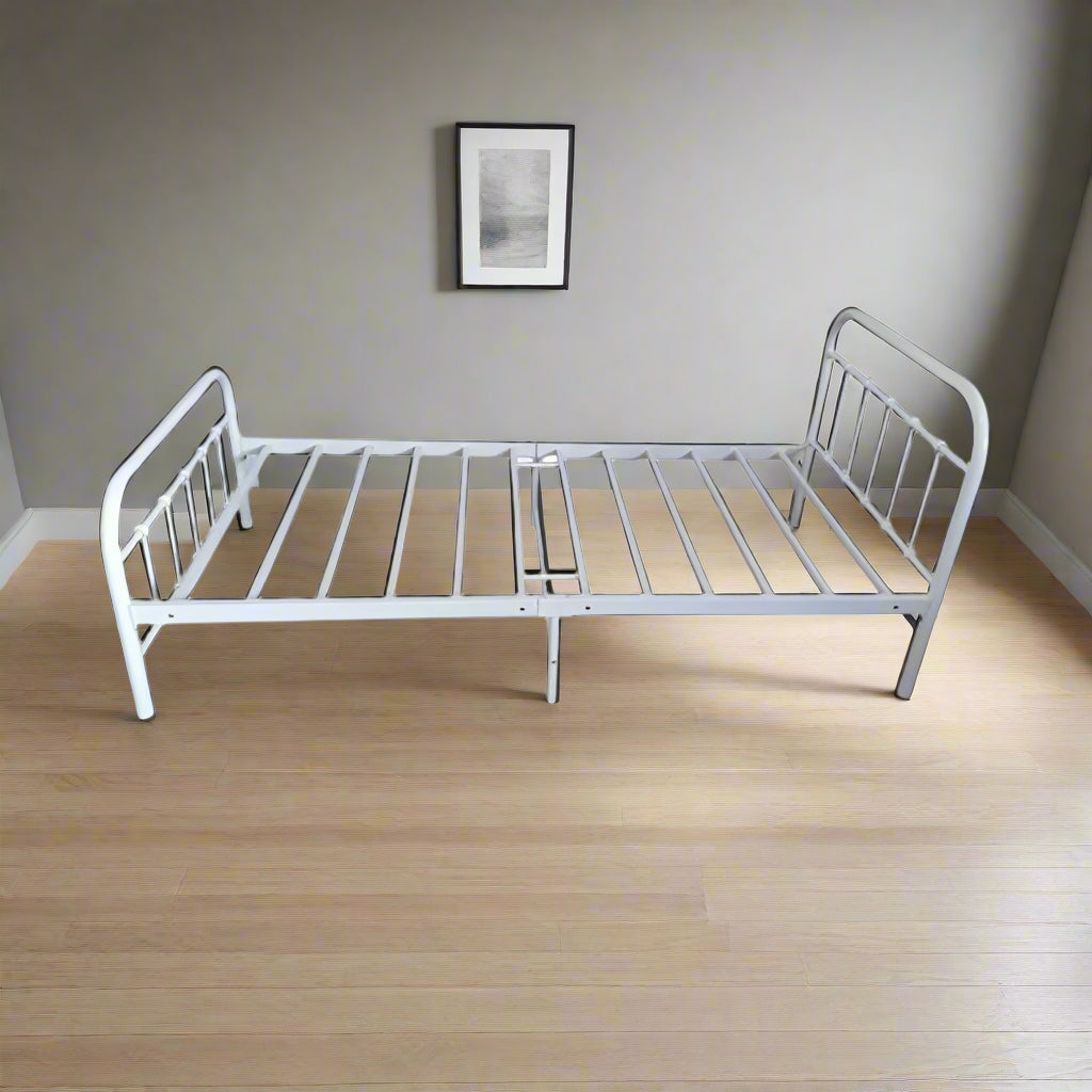 Coral Single Bed White Metal Frame