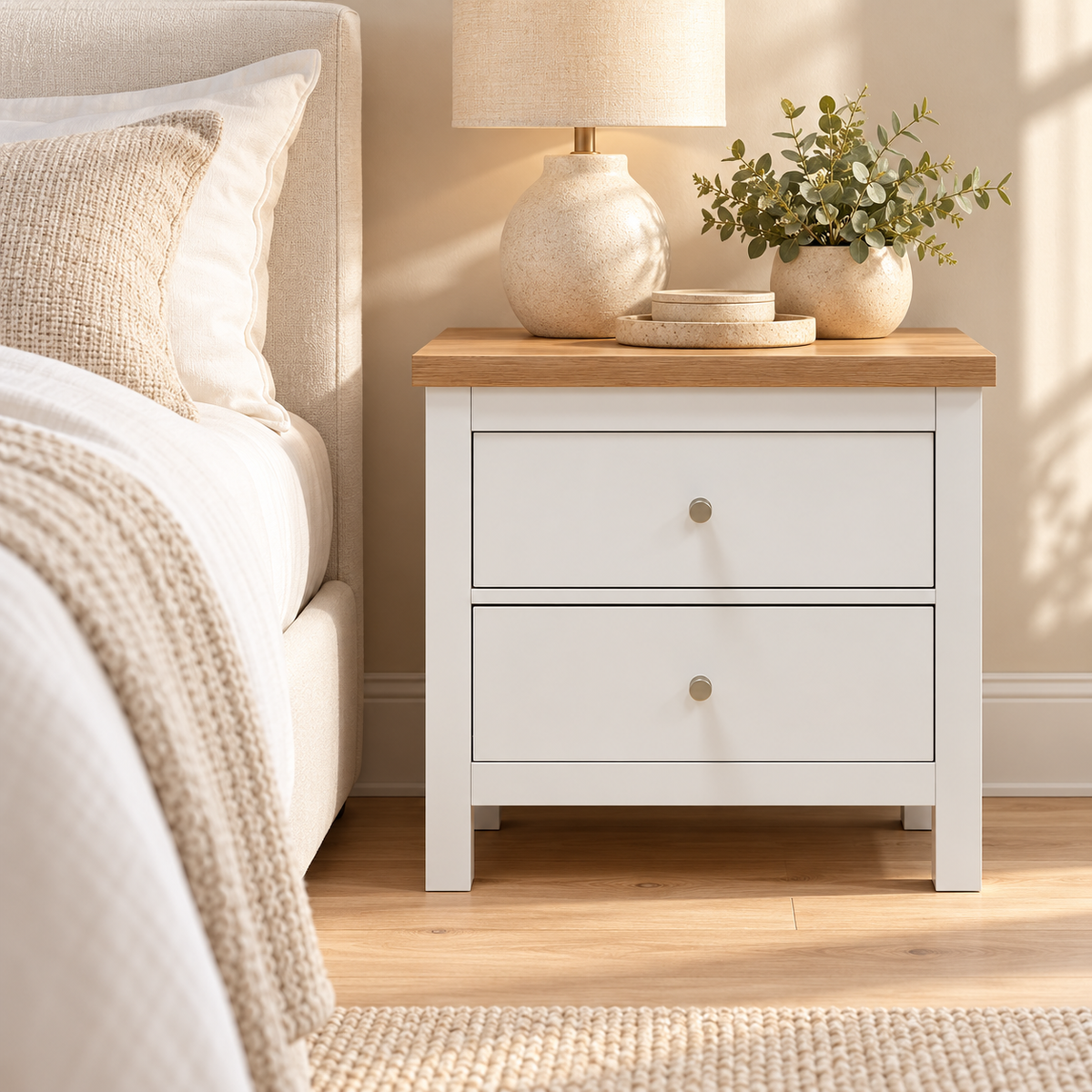 Derby 2 Draw Pedestal White Oak