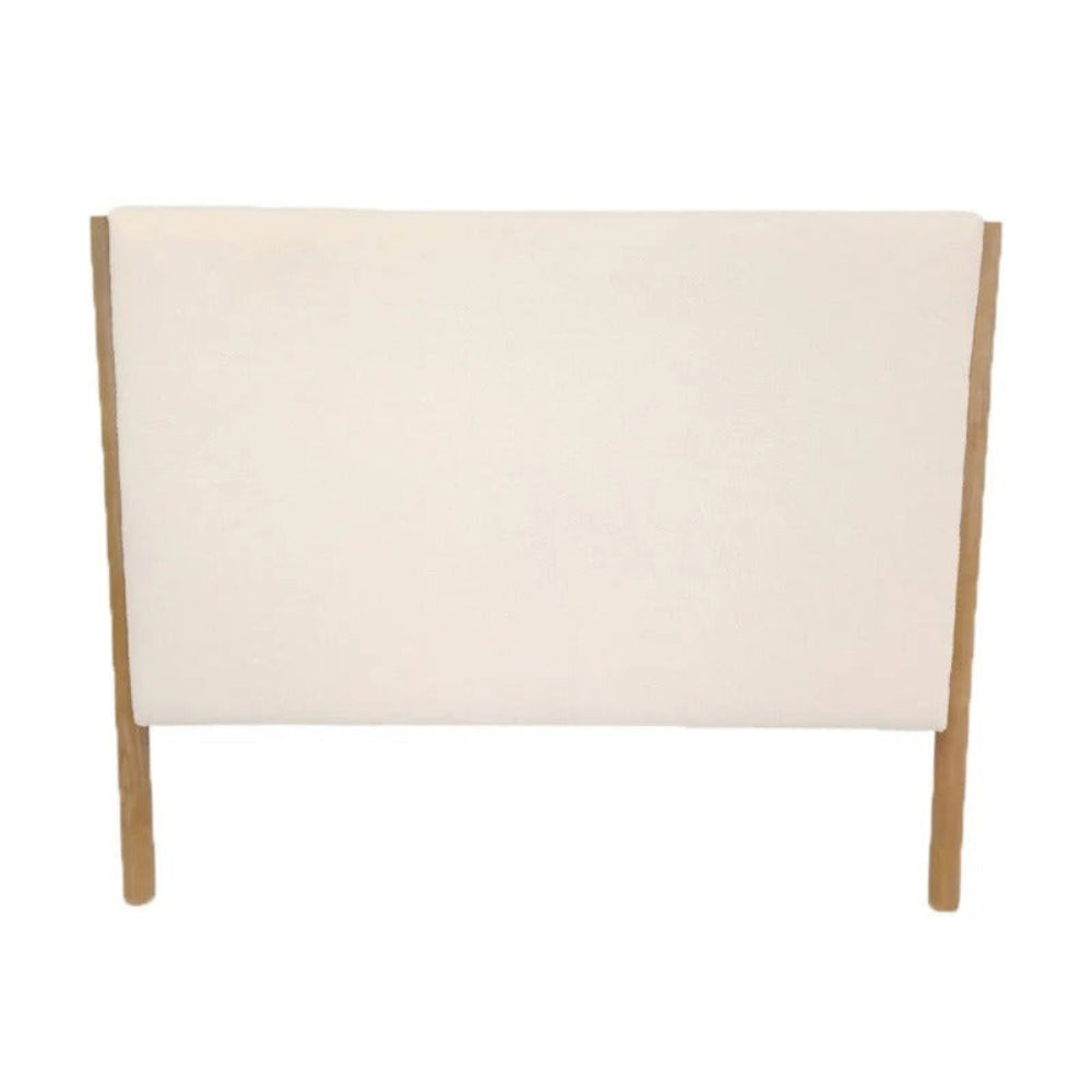 Beige headboard with wooden frame on a white background