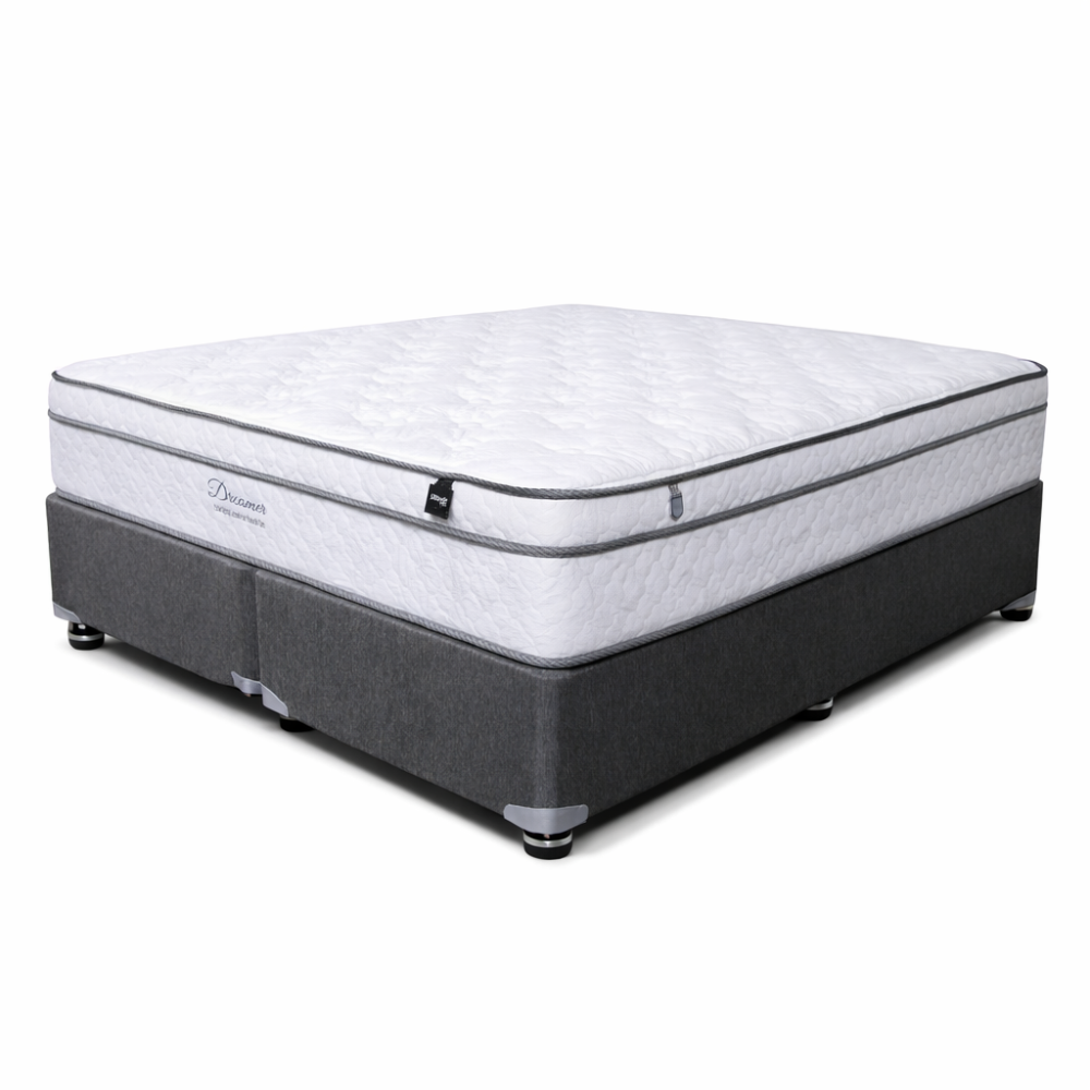 Mattress with a gray frame on a white background