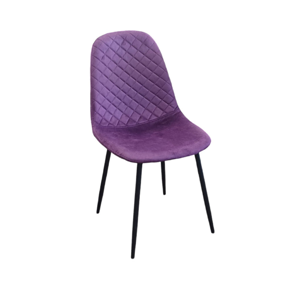 Purple chair with quilted backrest on a white background