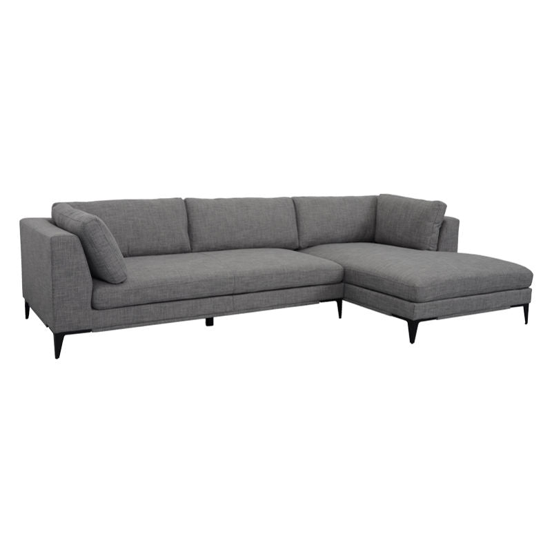 Hamilton 2 pce RHF Corner L Suite Fabric Grey