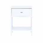 White nightstand with a drawer on a white background