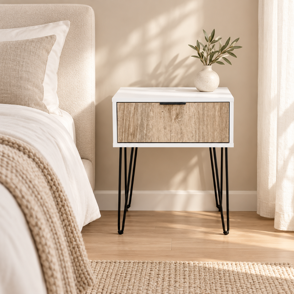 Milan Oak Contrast White Pedestal