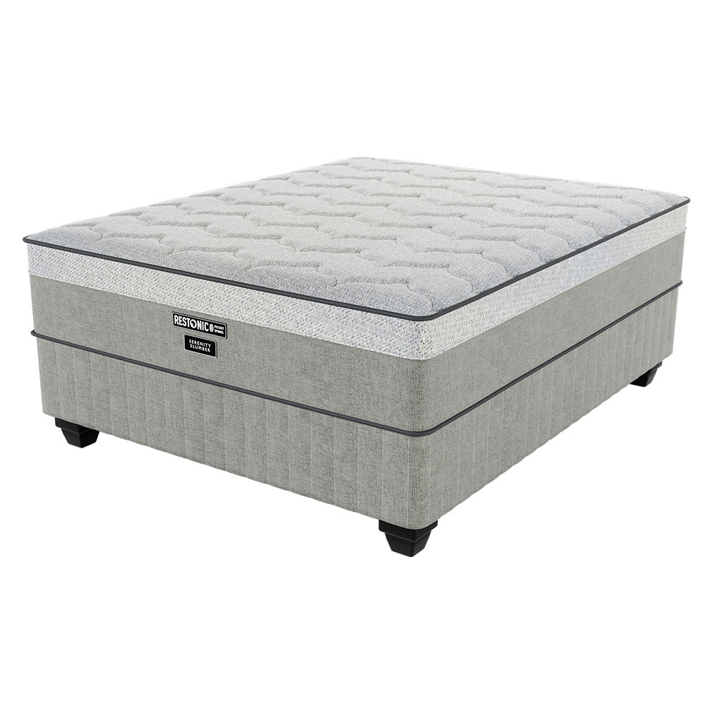 Restonic Serenity Slumber Medium Queen Bed Set Extra Length