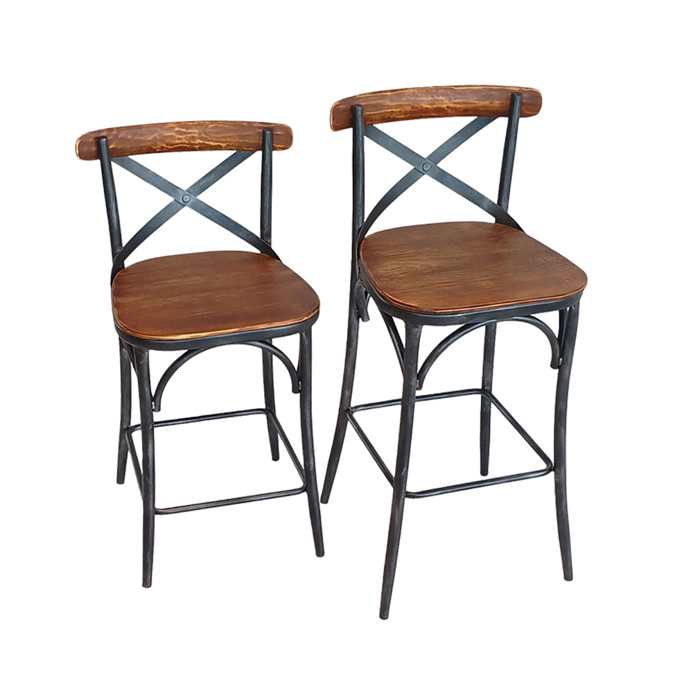 Rustic Bar Chair 75cm Metal/Pine