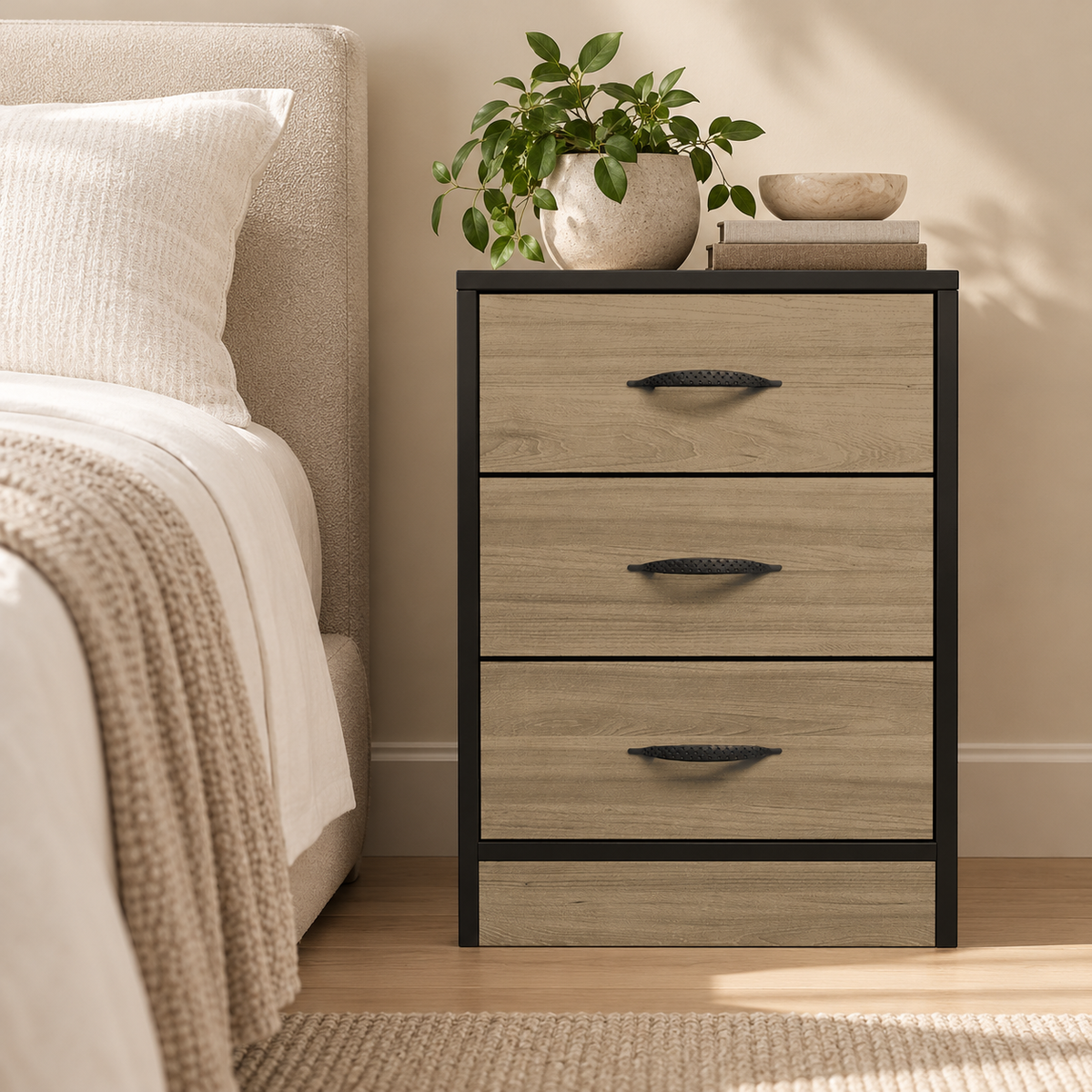 Foundation Three Drawers Pedestal Swiss Elm