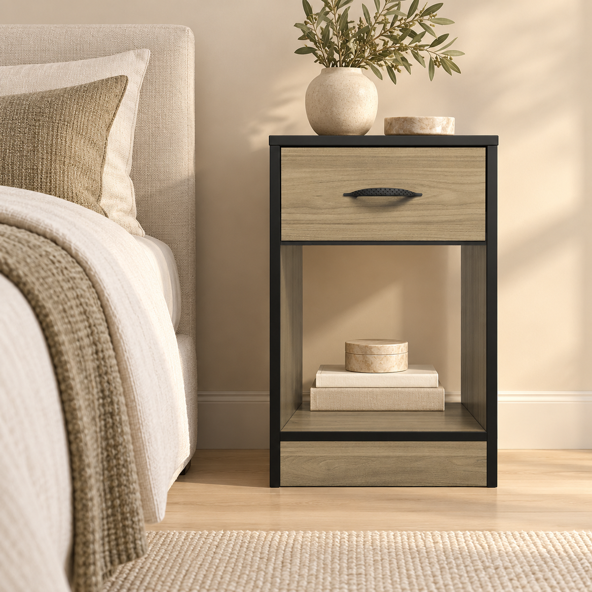 Essential One Drawers Pedestal Swiss Elm