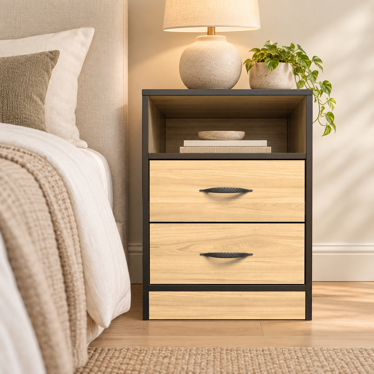Foundation Two Drawers Pedestal Swiss Elm